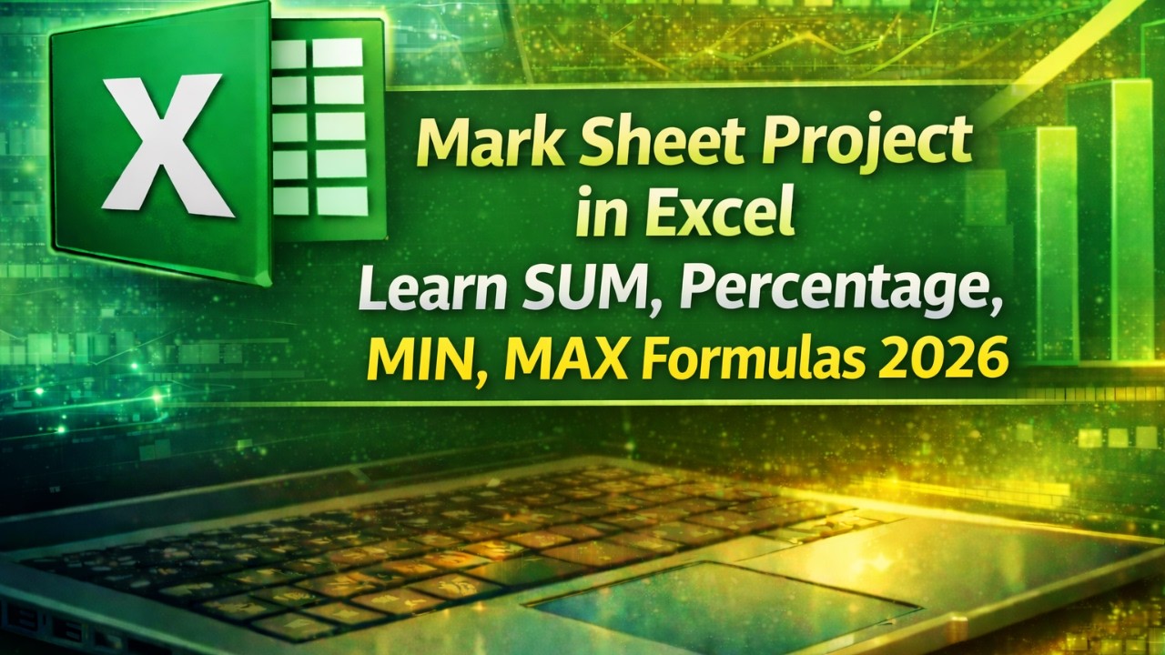 Mark Sheet Project in Excel Learn SUM, Percentage, MIN, MAX Formulas ...