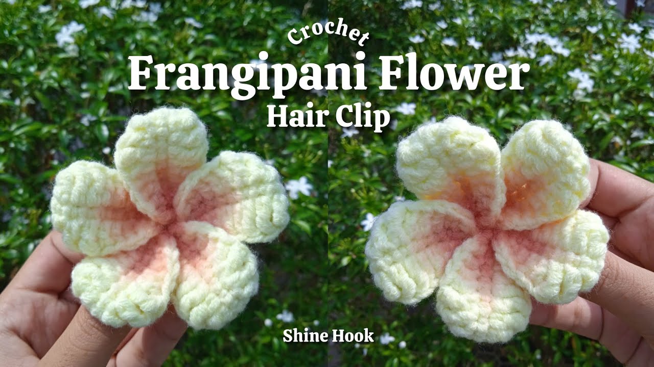 How to Crochet Frangipani Flower Hair Clip 🌺 Easy for Begginers
