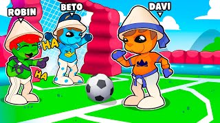 FAMÍLIA ARQUEIRA VIROU SMURF CAT NO FUTEBOL DO ROBLOX!! 😂