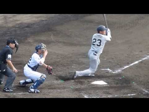 紅白戦、伏見寅威選手（#23）のバッティング。オリックス春季キャンプ2014