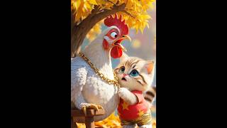Cute Kitten vs. Miss. Chicken 🐔 😺 🐯 🦖 | Kitten Videos | Lulu Cat #shorts #funny #orangecat