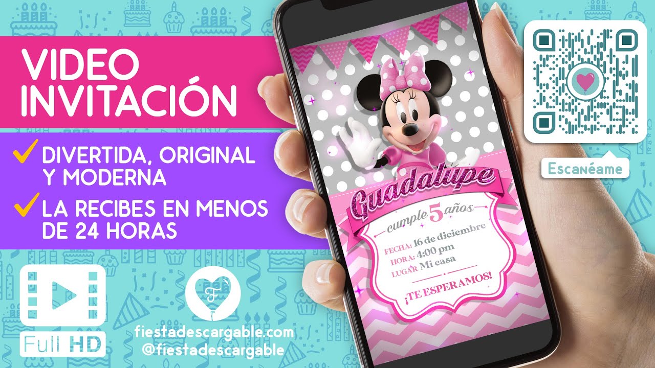 Video Invitación Cumpleaños Minnie Mouse Disney