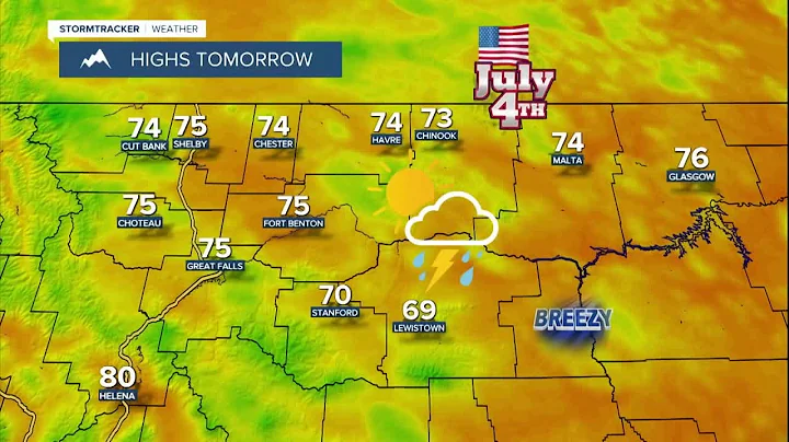 Partly cloudy and warmer with scattered showers/storms on Independence Day