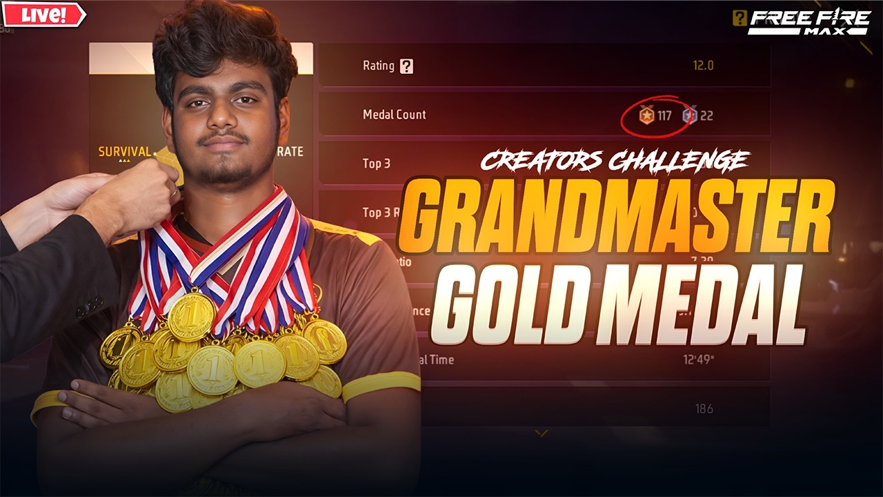 Gold Medal Rank Push Challenge🔥 | Free Fire Max Live | GRANDMASTER RANK PUSH #narikoottam #fftamil