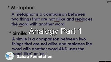 Analogy Part 1, English Lecture | Sabaq.pk