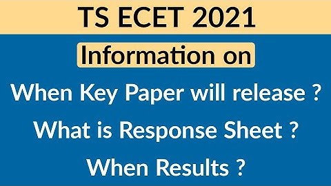 When TS ECET Key paper will Release ? | Response Sheet