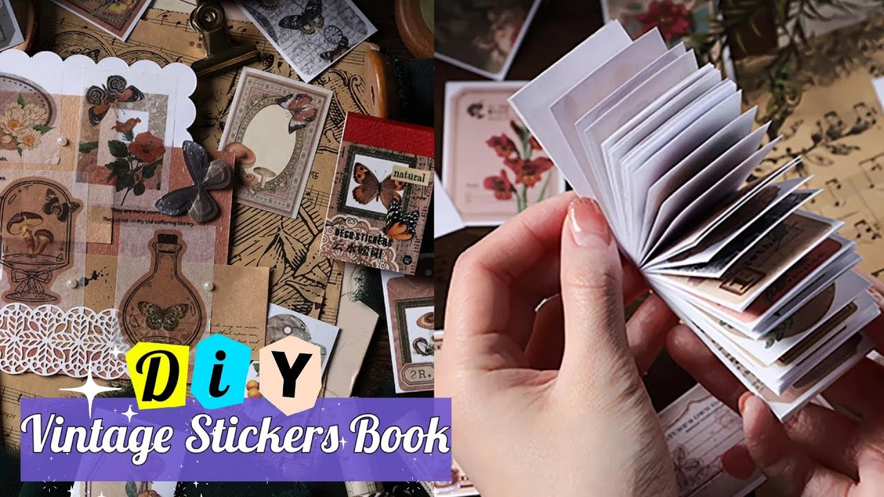 How to make Journal Vintage stickers book _ DIY journal deco stickers
