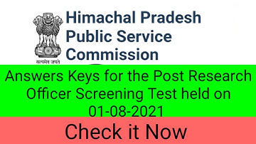HPPSC ANSWER KEY 2031||HPPSC RESEARCH OFFICER 2021ANSWER KEY|