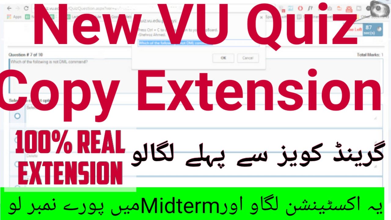 Vu Quiz Copy New extension Latest Vu Quiz extension for Midterm 100
