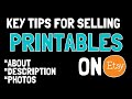 How to Sell Printables on Etsy -  Key Tips for Writing About text, Descriptions &amp; Listing Photos