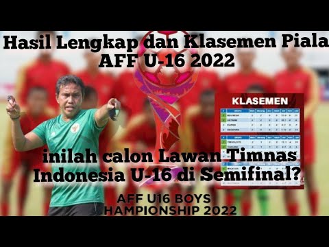 Hasil dan Klasemen Piala AFF U-16 2022 || brikut calon lawan Indonesia di Semifinal