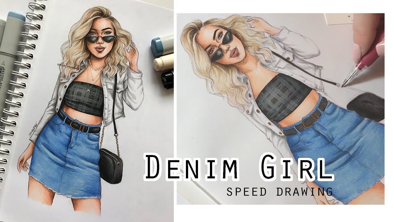 ⁣DENIM GIRL Speed Drawing