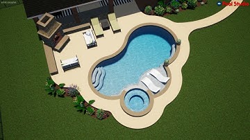 Freeform Pool Spa With Raised Beam And Tanning Ledge