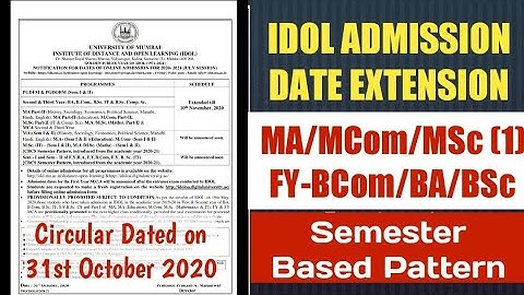IDOL ADMISSION DATES | NO Admission started for FY-BCom/BA/BSC/MCom/MA/MSc Part 1 | Ashish Sir