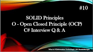 #10 SOLID - Open Closed Principle In Tamil | C# Interview Q & A in Tamil