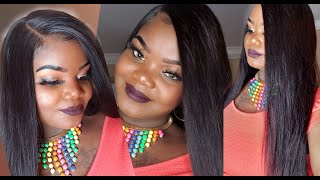 Upscale 100% Virgin Remi Human Hair Hand Made Full Lace Wig Natural Straight 24 Samsbeauty