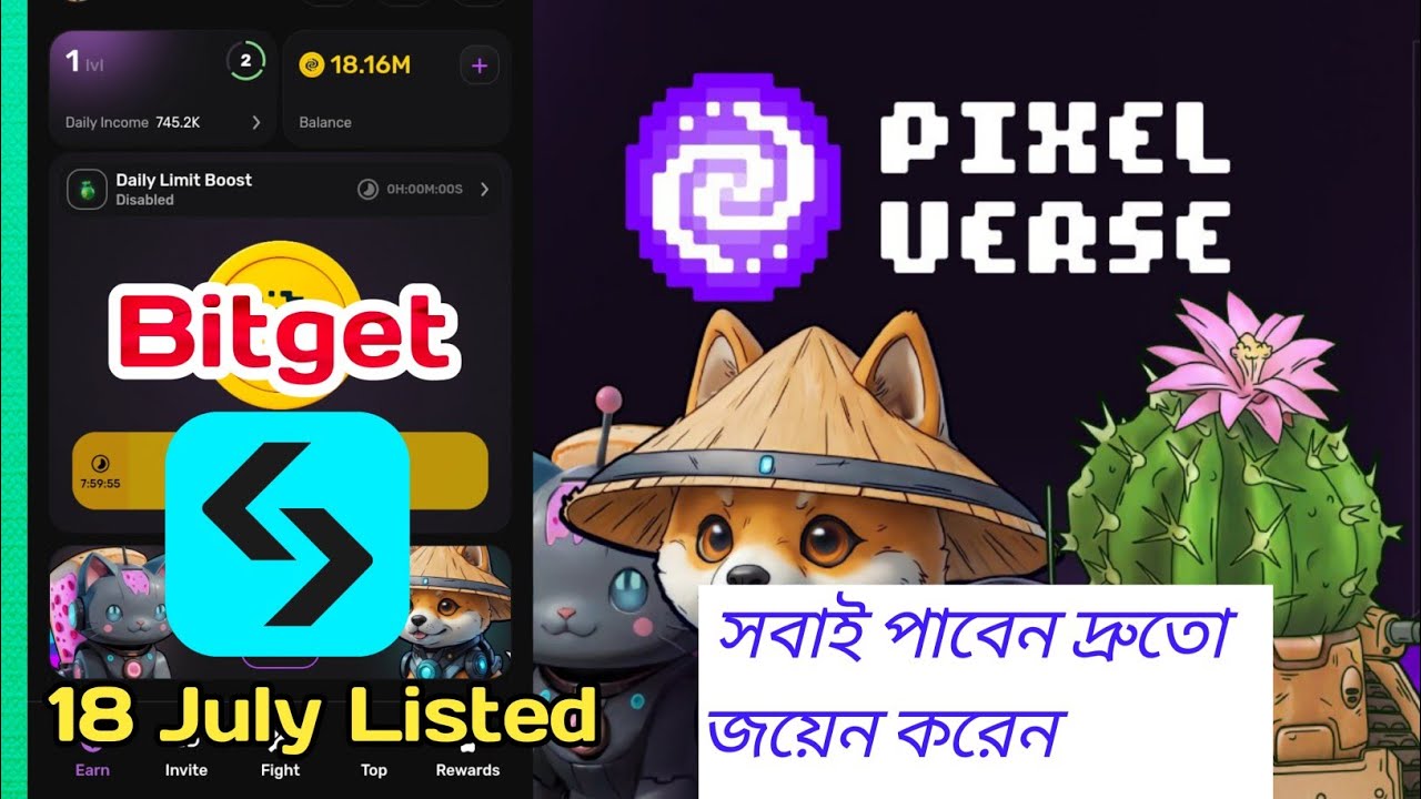 Pixelvers Update । New Mining App Telegram । Listing Bitget