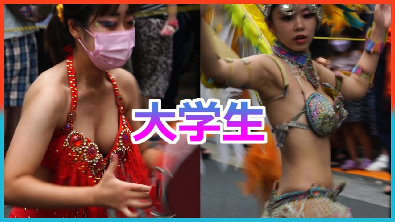 4K 女子大学生 美人 サンバ ウニアン 可愛い 虹色娘 としま七夕まつり 2022 Japanese Samba