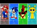 Super Mario Galaxy vs Sonic vs Spider-Man vs Sprunki | Tiles Hop EDM Rush Battle #48