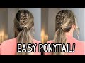 EASY BRAIDED PONYTAIL! SUMMER HAIRSTYLE | Medium &amp; Long Hairstyles