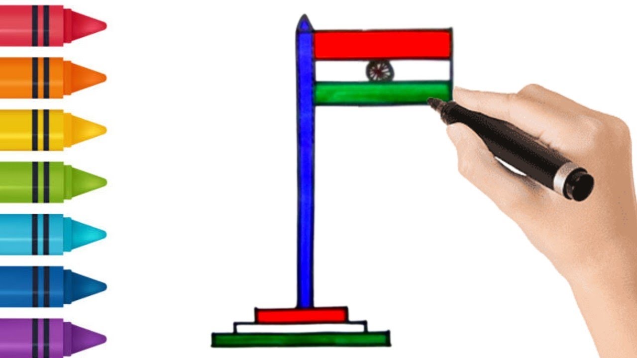 How to draw Indian flag very easy step by step for kids | Drawing for ...