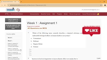 Environmental science nptel assignment 1 answers