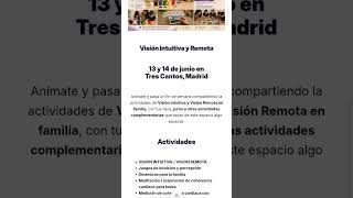Visión Intuitiva y Remota13 y 14 de junio en Tres Cantos, Madrid