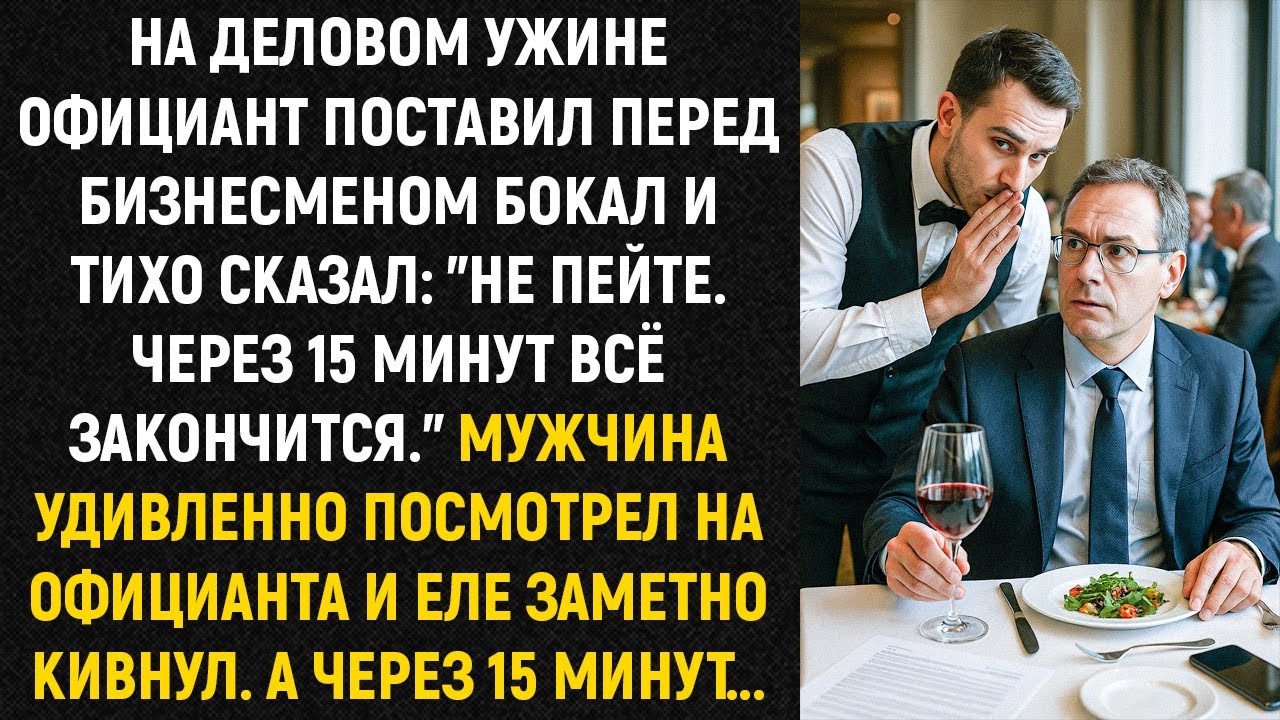 Официант поставил перед бизнесменом бокал и тихо сказал: 