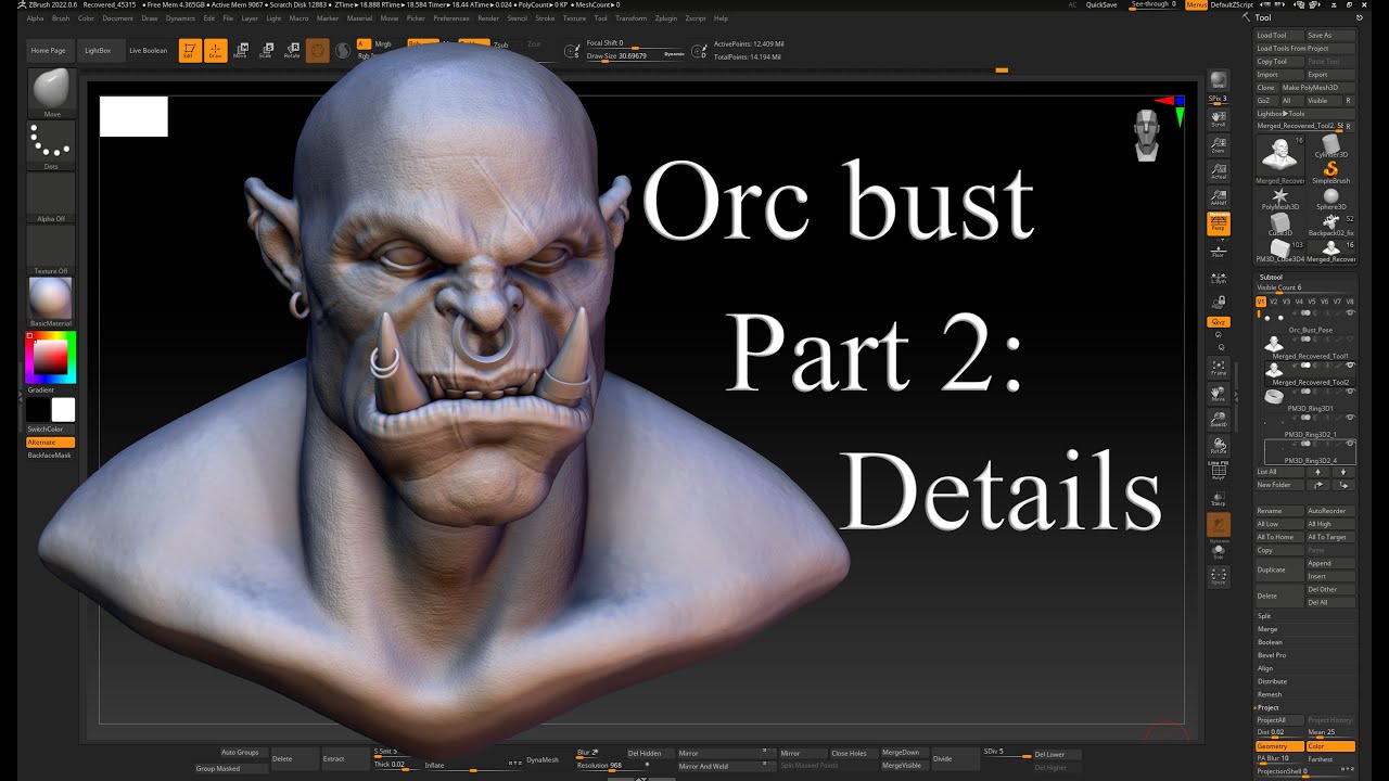 An Orc bust sculpt part 2 - Details and Pose | Speedsculpt in Zbrush ...