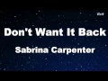 Don T Want It Back Sabrina Carpenter Karaoke No Guide Melody Instrumental mp3