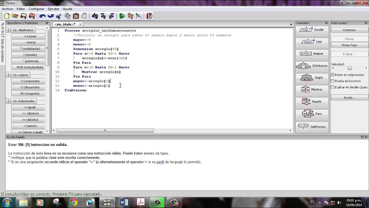 #20 Curso PseInt Arreglos Unidimensionales Pseudocodigo - YouTube