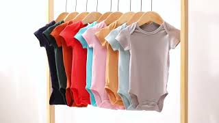 Solid Color Bamboo Infant Onesie Short Sleeve Baby Romper