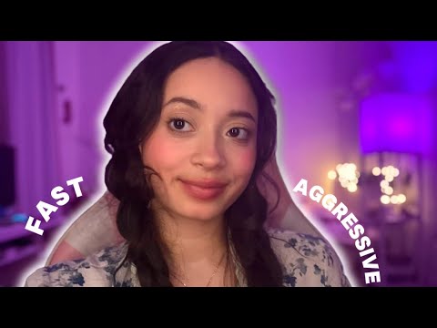 ASMR - FAST AND AGGRESSIVE DOING YOUR MAKEUP 💄 ( VOICEOVER) CHAOS ✨