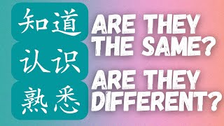 Chinese Grammar -  How to use know - zhidao 知道 / renshi 认识 / shuxi熟悉
