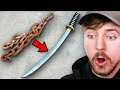 Mr. Beast reacts to Katana forged from RUSTED metal!