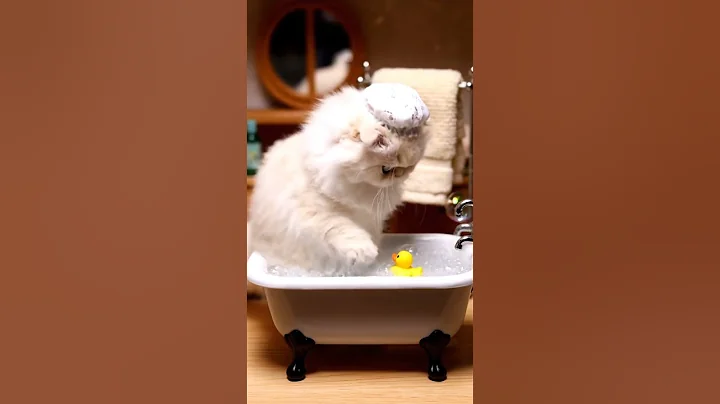 Video 11155361: persiancat cutecat funnycat, persian cat bathing, cute persian cat
