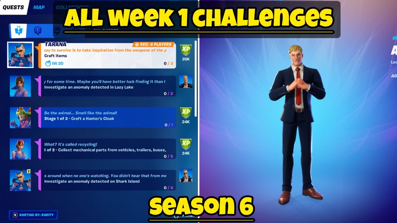  Fortnite Season 6 Week 1 Challenges - Week 1 Epic and Legendary Quests