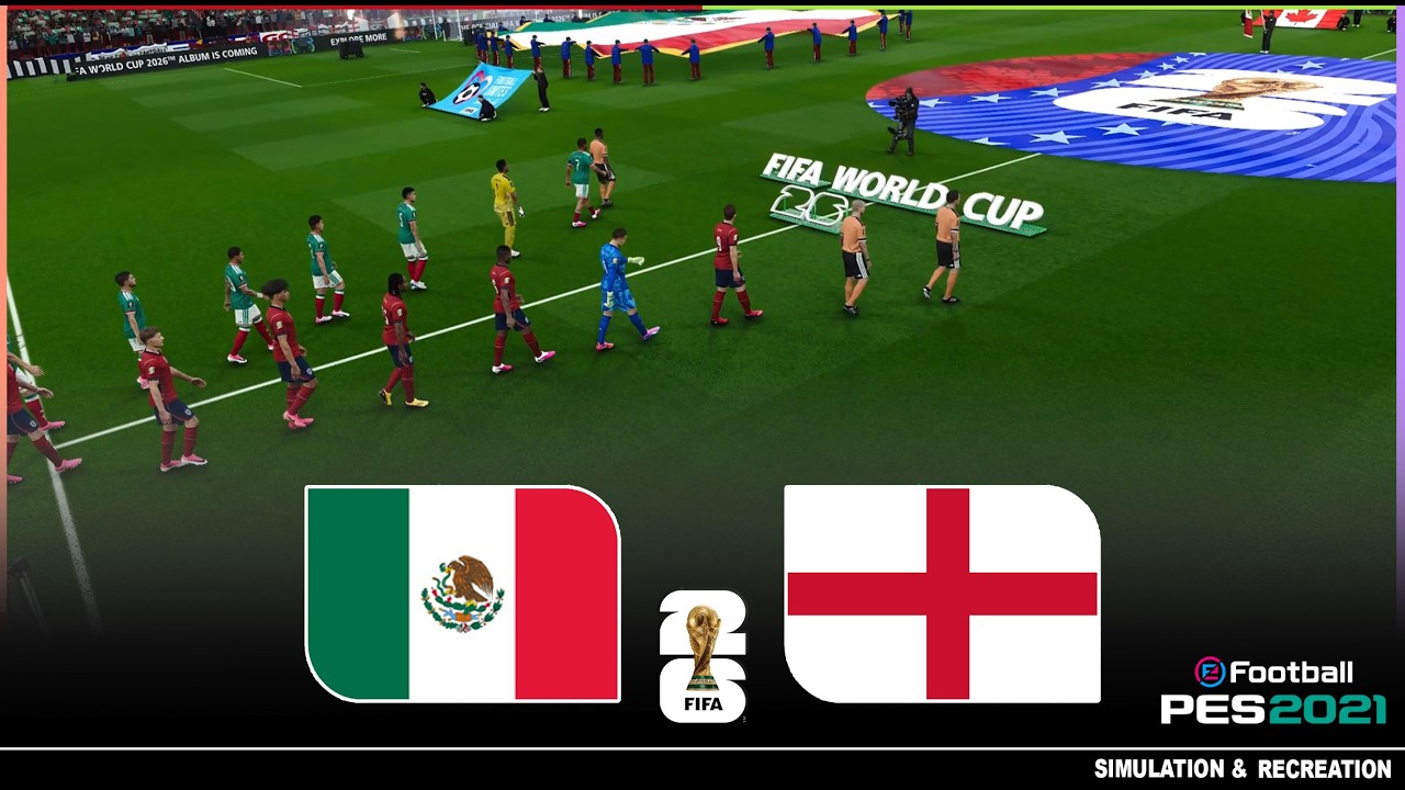 MEXICO vs ENGLAND - World Cup 2026 - Round of 16 | Simulation PES Gameplay