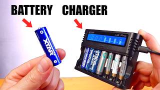 This AA and AAA Battery Charger Works For Li-Ion and NiMH Rechargeable Batteries