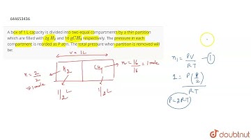 A box of 1 L capacity is divided into two equal compartments by a thin partition which are fille...