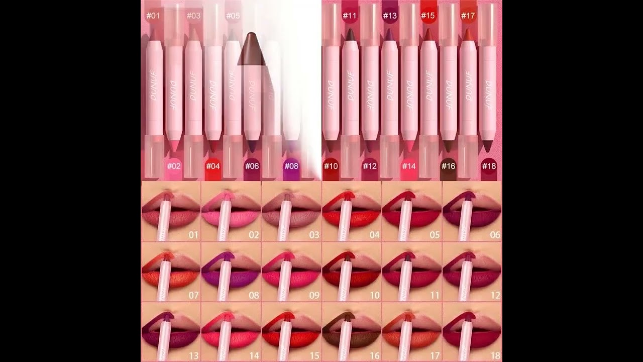 18-Colors Lipstick Pencil Waterproof Sexy Red Matte Contour Tint Lipstick Lasting Non-stick Cup