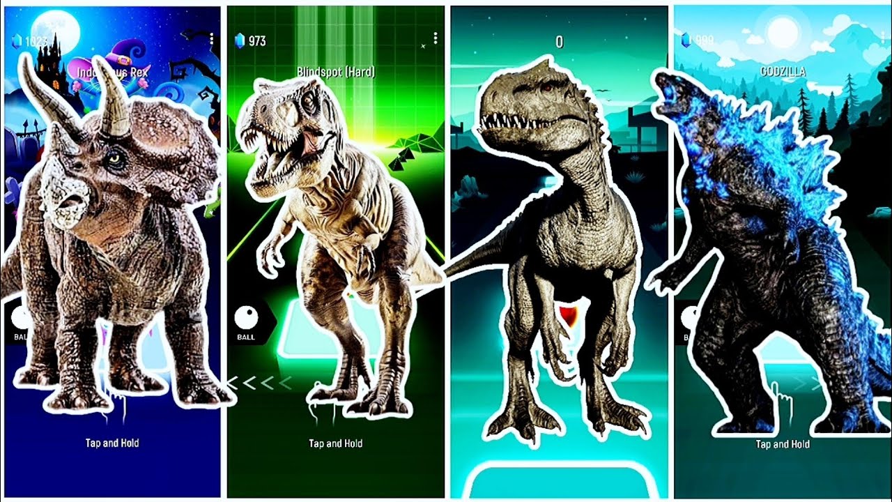 Tiles Hop | Triceratops - T-Rex - Indominus - Godzilla | Coffin Dance Song Cover