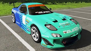 BeamNG.drive - Mazda RX-7 Drift Falken 2002 - Car Show Test Drive Crash . 4K 60fps.