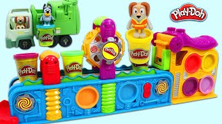 Disney Jr Bluey \& Garbage Truck Toy Kids Learning Video with Play Doh Mega Fun Factory Playset!