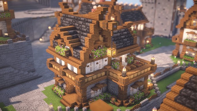 Minecraft Casa medieval para survival #RockinRio2022 #minecraft #minec