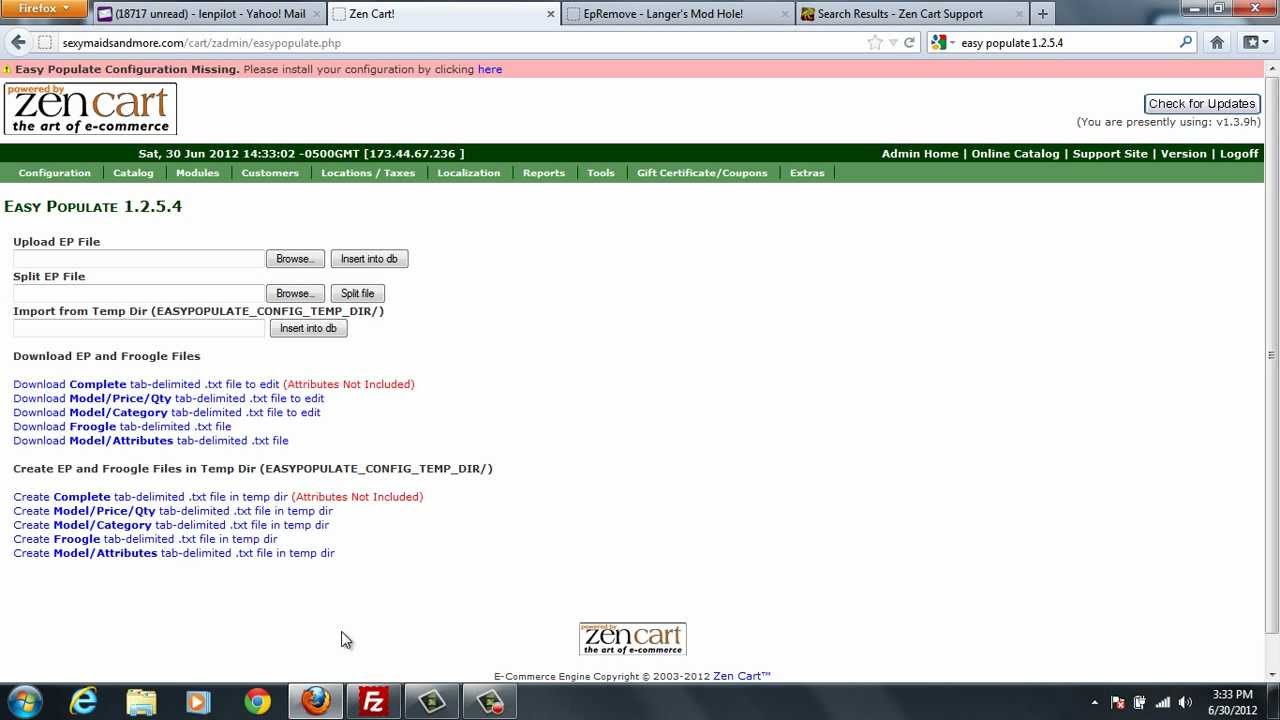 easy populate zen cart 1.5