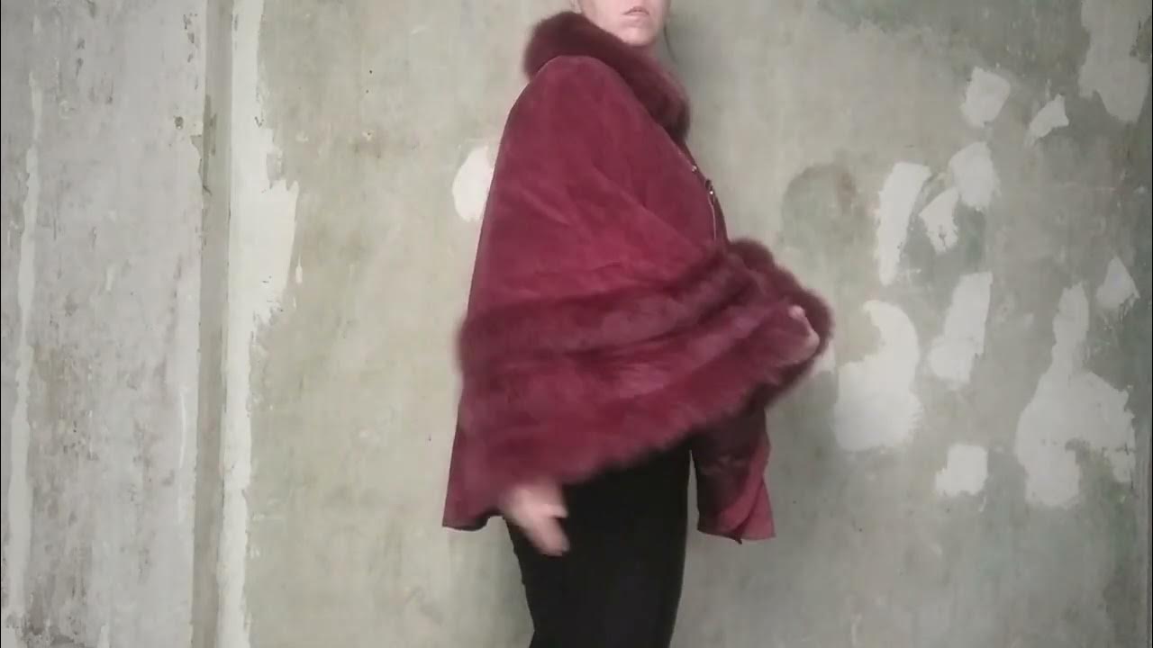 Пончо, накидка кожаная с мехом - YouTube