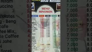 HARGA MENU MAKANA DAN MINUMAN