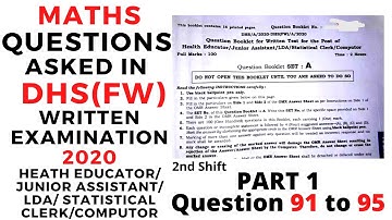 DHS(FW) 2020 l 2nd Shift l Heath Educator/Junior Assistant/ LDA/ Statistical Clerk/Computor (Part 1)