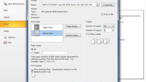 Outlook 2010 Print an E-mail Message and Attachment